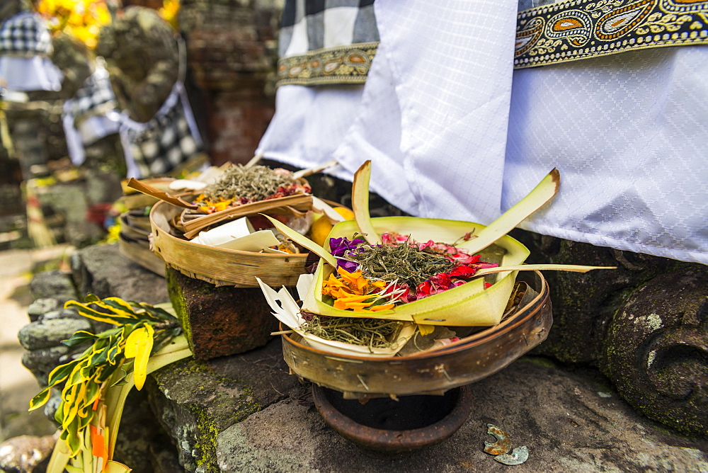 Offering At A Traditional Hindu Temple, Bali Island, Indonesia