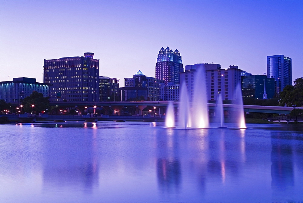 Fountain At Lake Lucerne, Orlando, Florida, Usa