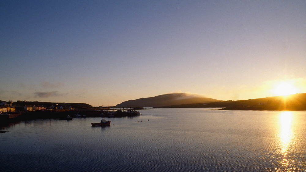 Sunset Over Valentia Island And Portmagee Harbour;  Co Kerry, Ireland