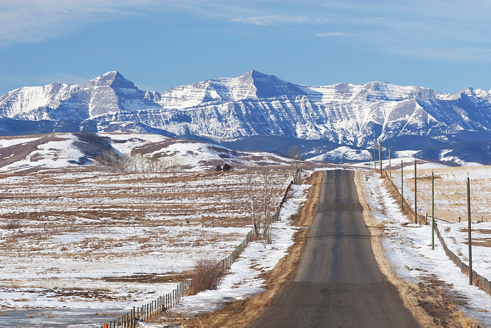 Country Road In Winter, Alberta, Canada