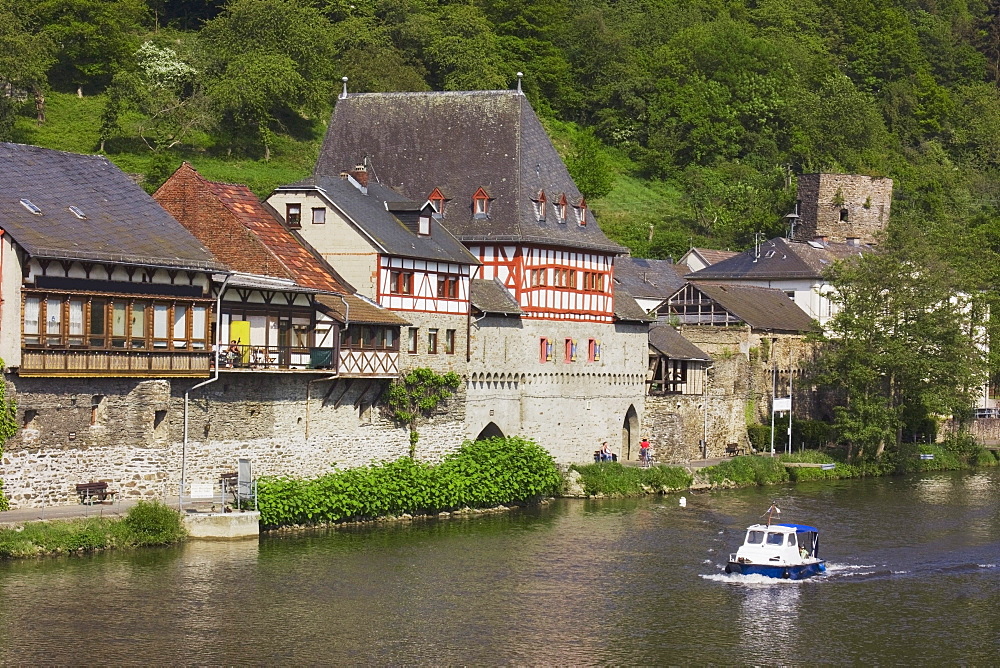 Dausenau, Rheinland-Pfalz, Germany; Buildings Along River Lahn