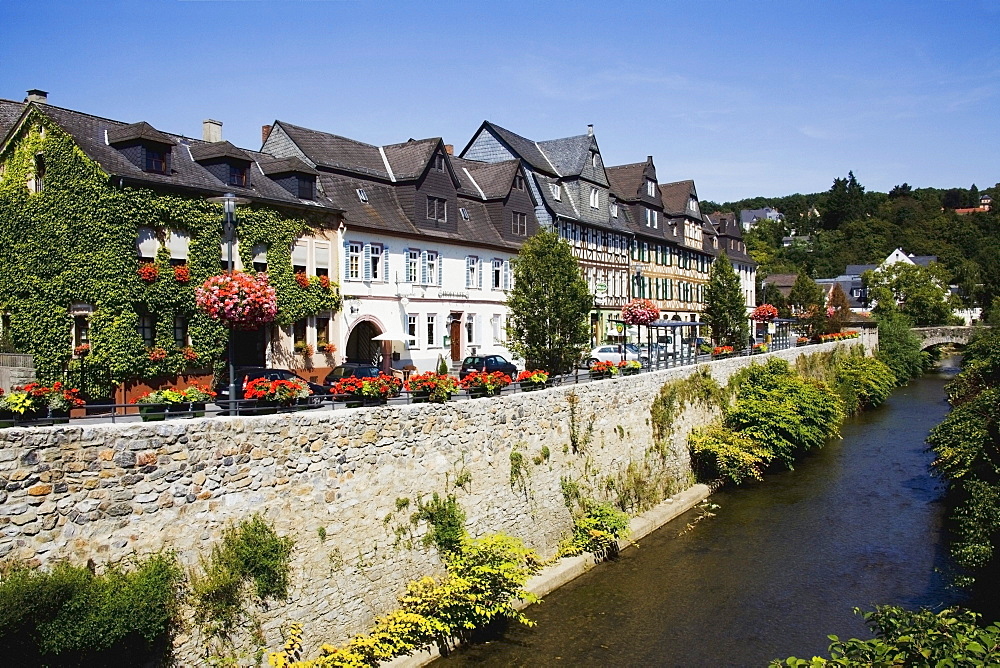 Dietz, Rheiland-Pfalz, Germany; Houses Along The River Lahn