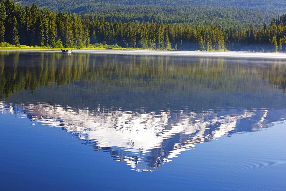 Reflection Of Mount Hood In Trillium Lake In The Oregon Cascades; Oregon, United States Of America