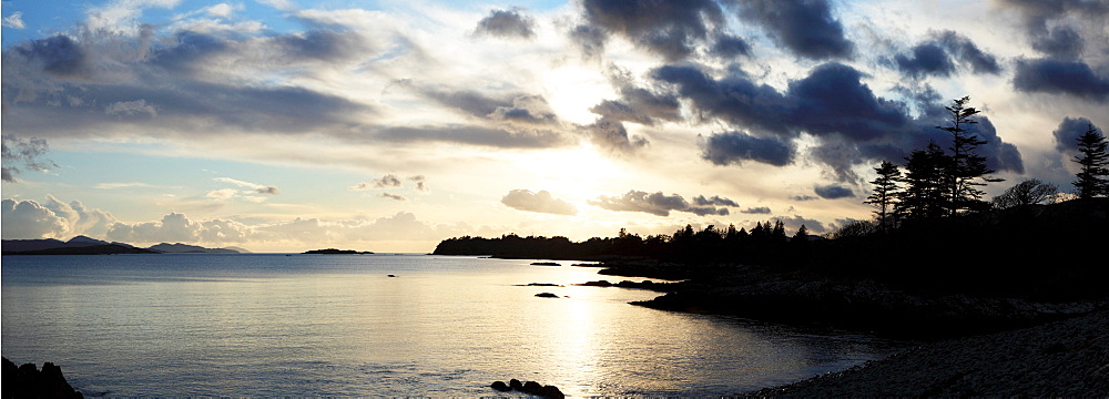 Parknasilla, County Kerry, Ireland; A View Of The Coast Of Kenmare Bay At Sunset