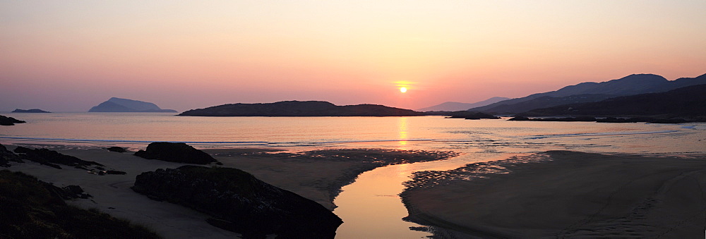 Sunset Over Beach; Derrynane Beach, County Kerry, Ireland