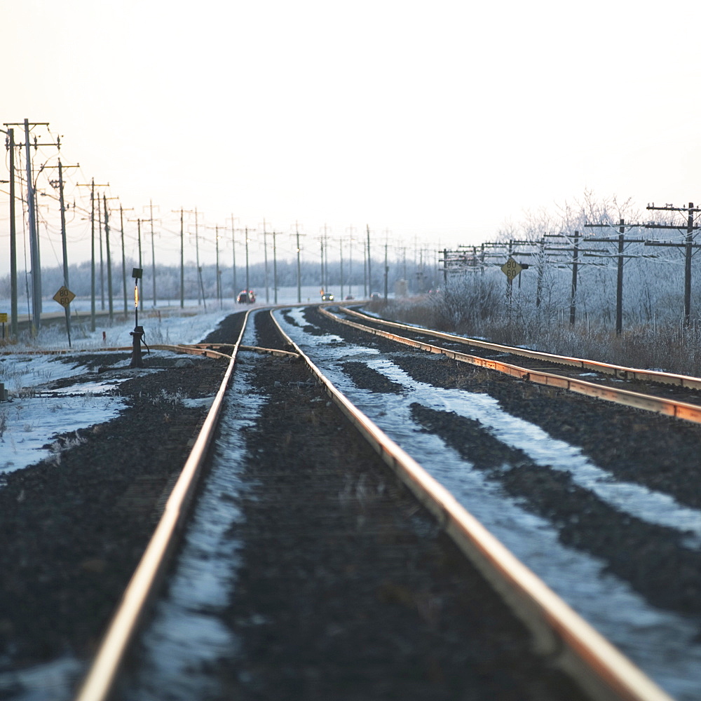 Winnipeg, Manitoba, Canada, Ice Along The Train Tracks