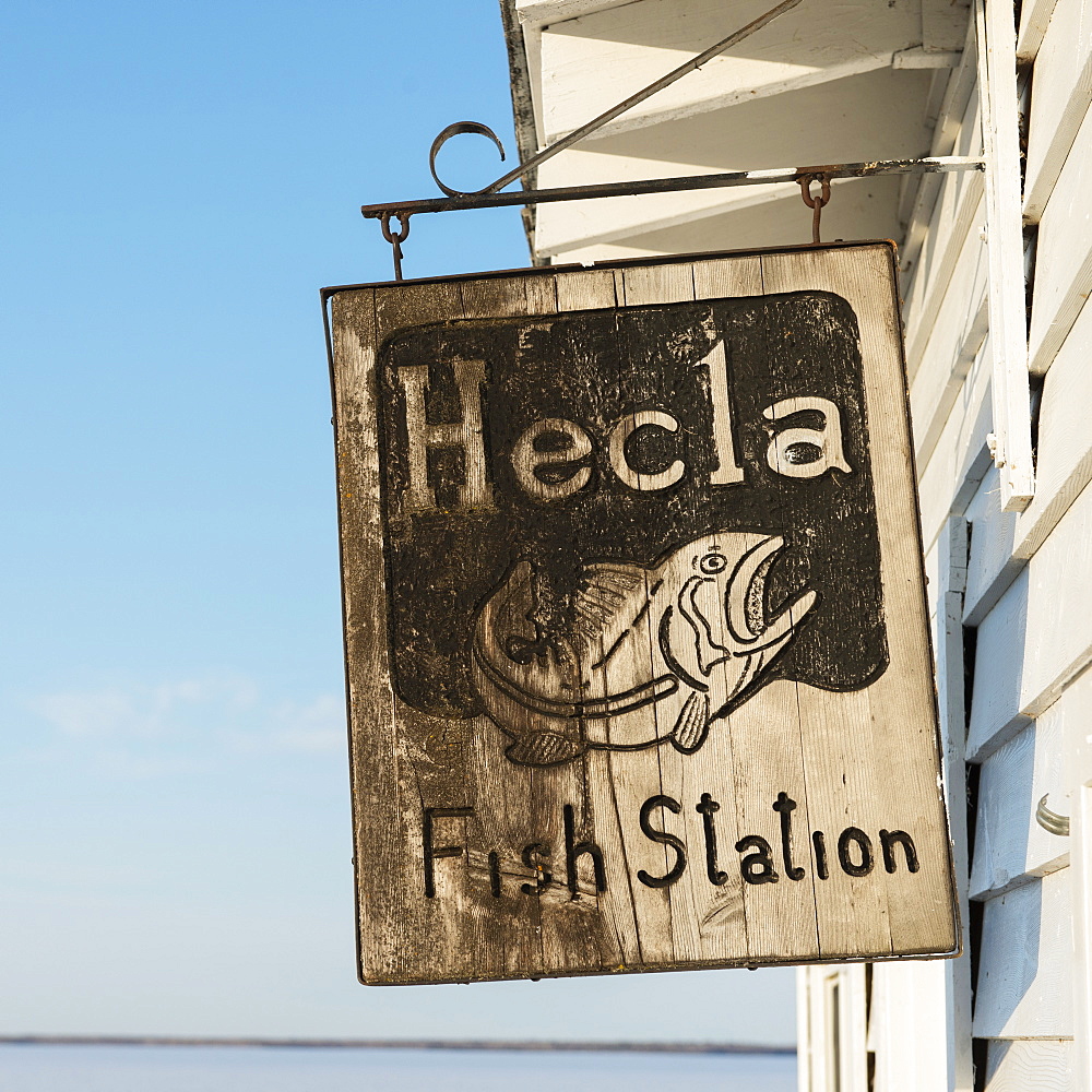 A Sign For Hecla Fish Station, Manitoba, Canada