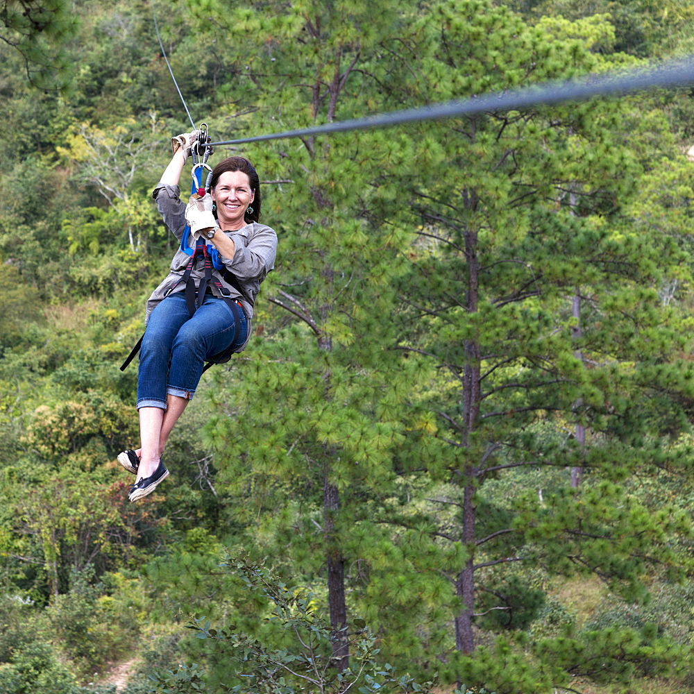 A Woman On A Zip-Line, Copan, Honduras