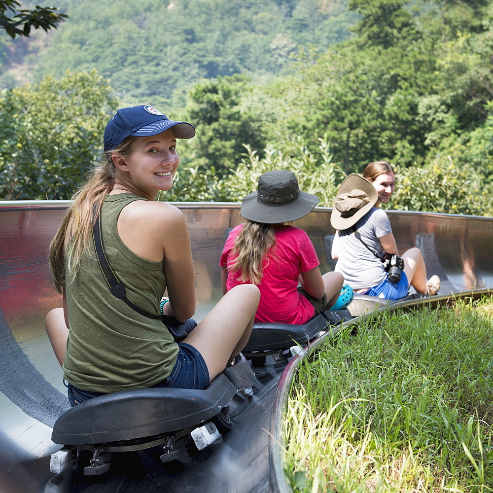 Toboggan ride at mutianyu section of the great wall of china, Beijing china