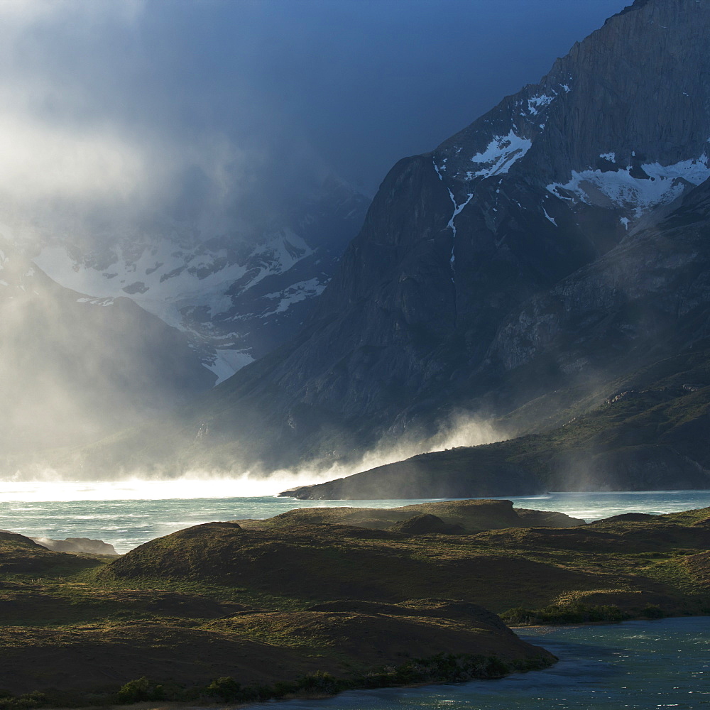 Mist Rising Off A Lake In Torres Del Paine National Park, Torres Del Paine, Magallanes And Antartica Chilena Region, Chile