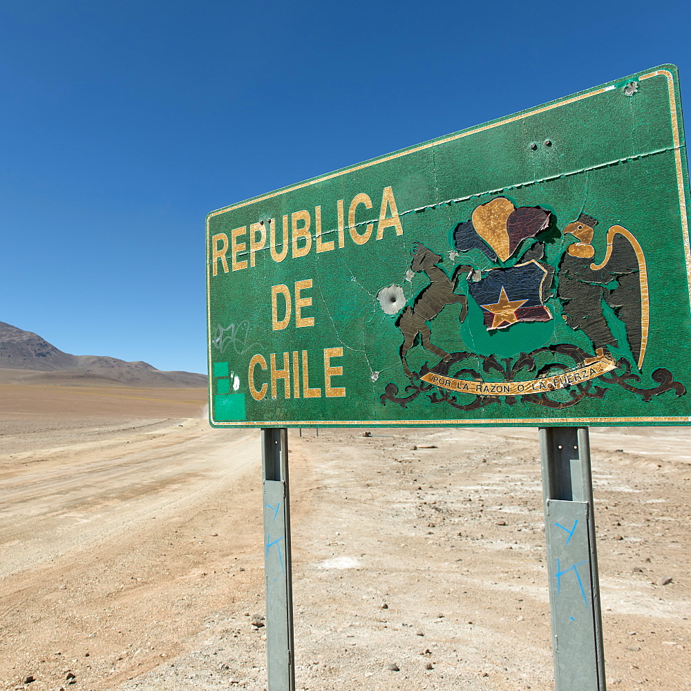 Sign For The Republic Of Chile, San Pedro De Atacama, Antofagasta Region, Chile