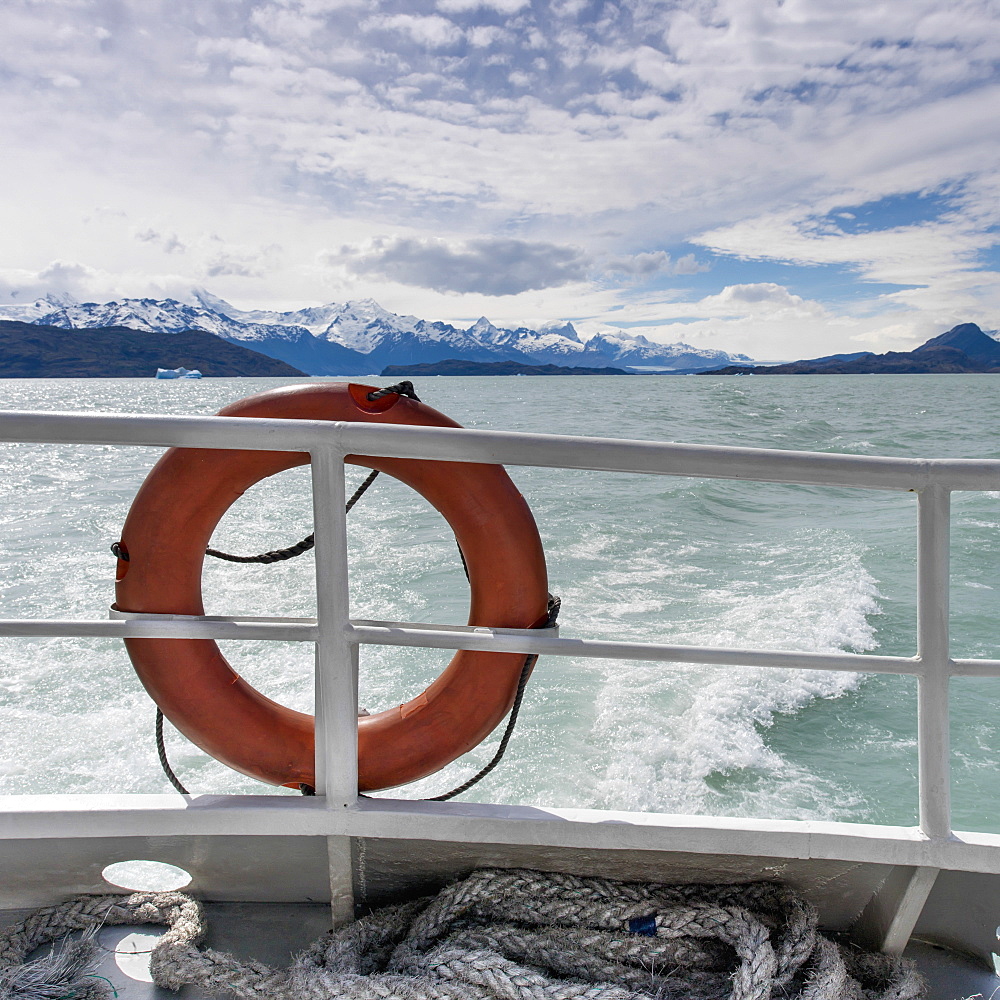 A Life Preserver On The Railing Of A Boat, Patagonia, Chile