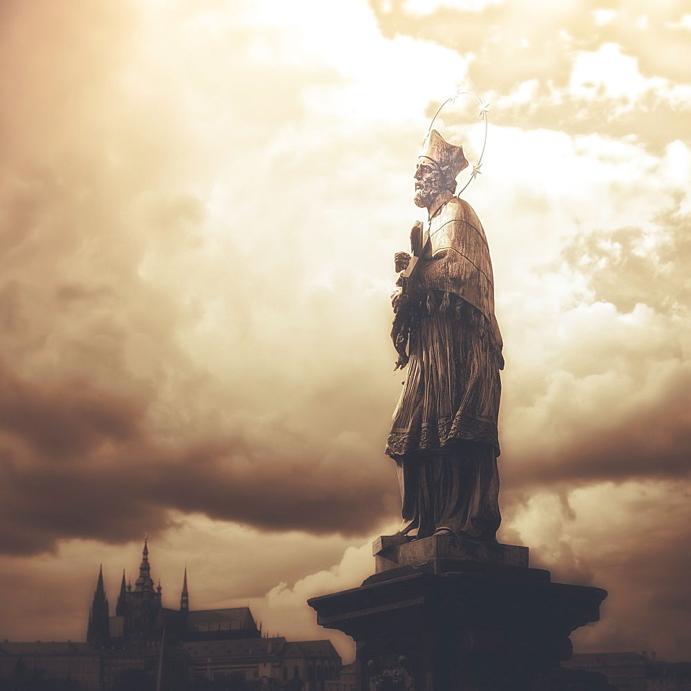 Statue On Karl Bridge, Prague, Czech Republic