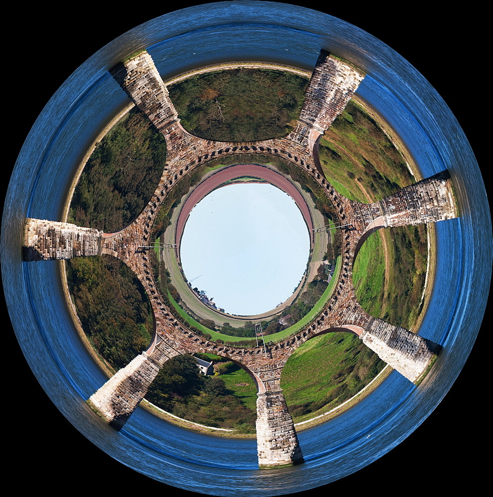 Berwick, Northumberland, England; An Aerial View Of The Land Through A Wheel