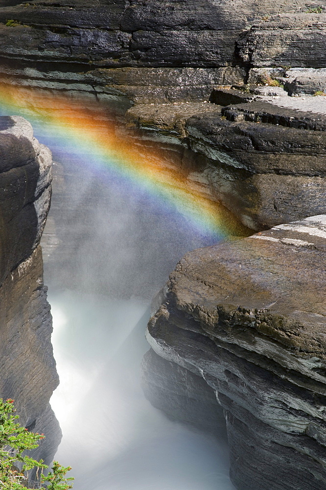 Rainbow Over Mistaya River, Mistaya Canyon, Alberta, Canada