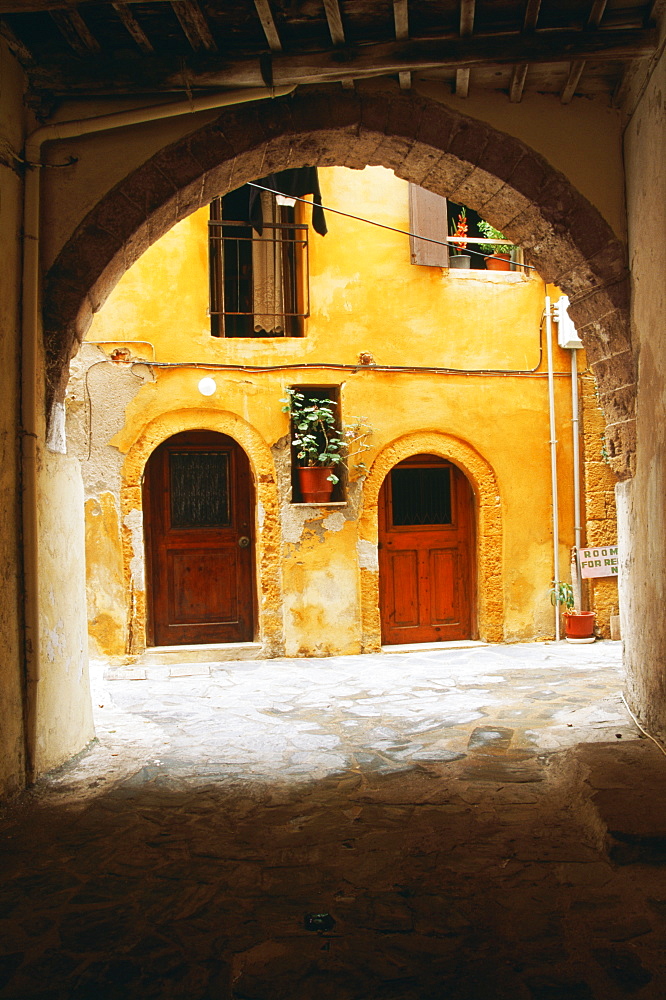 Arched Entrance To Courtyard, Hania, Crete, Greece