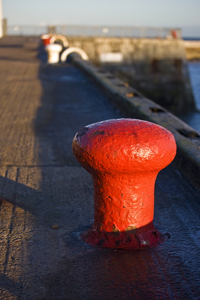 Seahouses, Northumberland, England, Mooring Bollard On A Pier