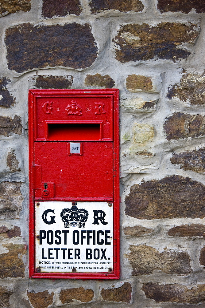 Northumberland, England, Old Fashioned Red Wall Letterbox