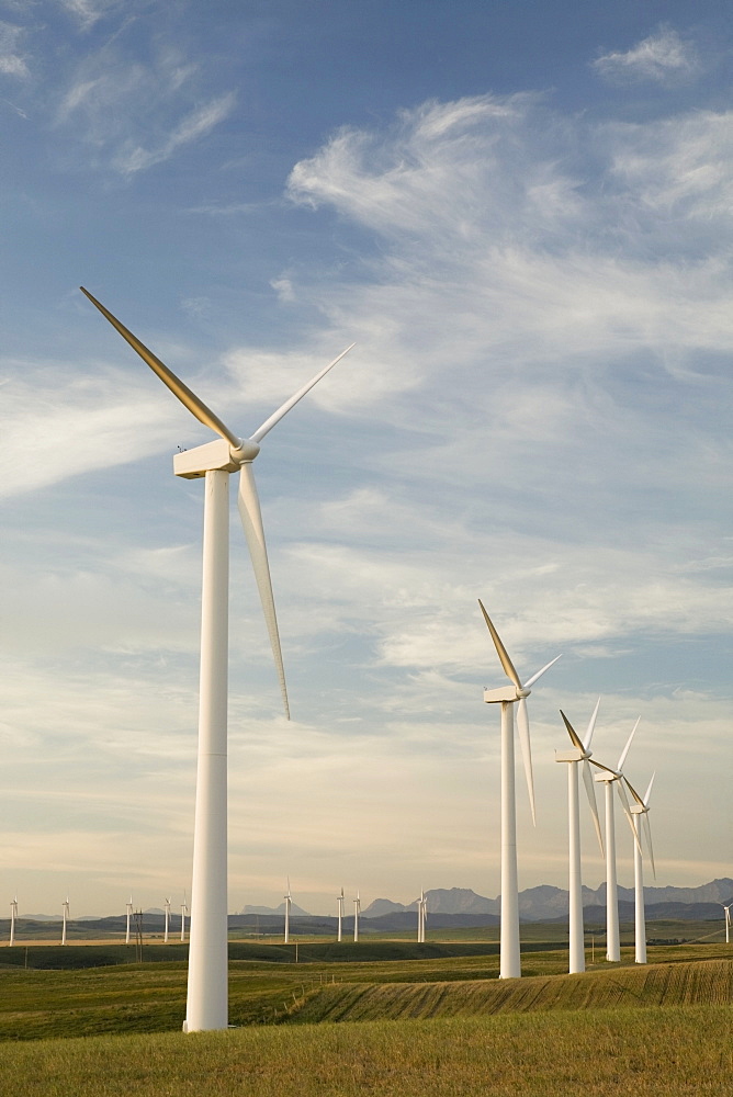 Pincher Creek, Alberta, Canada, Wind Turbines In A Row