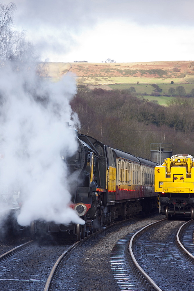 Grosmont, North Yorkshire, England, Trains Traveling On The Tracks