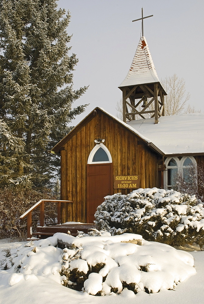 Millarville, Alberta, Canada, A Church In Winter