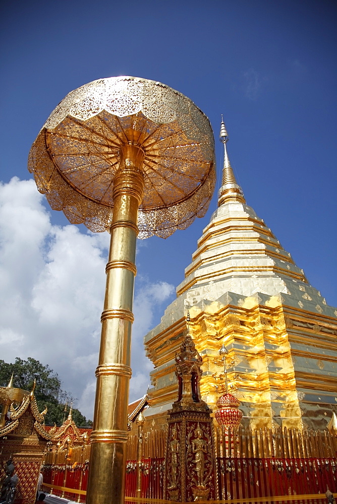 Golden Chedi At Doi Suteph Temple, Chiang Mai, Thailand