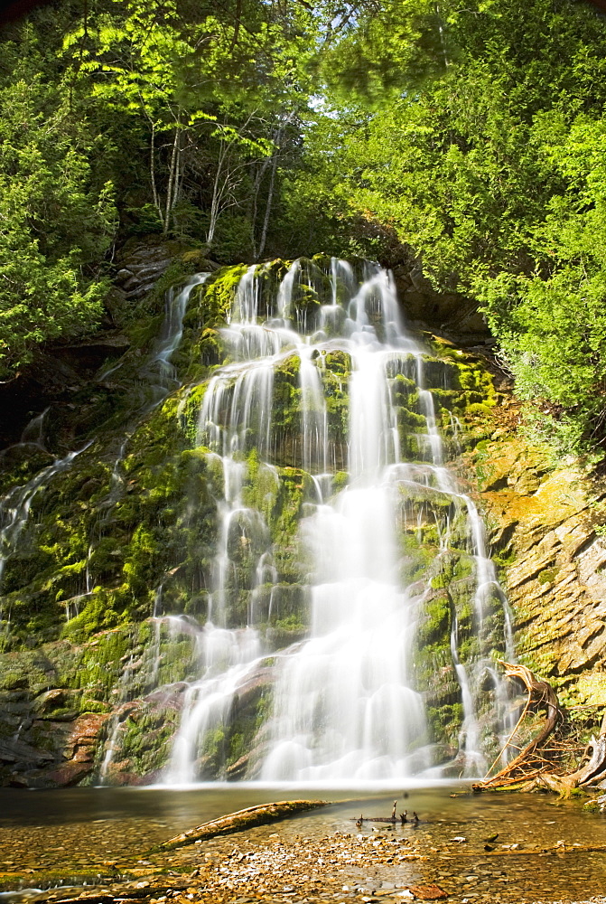 Scenic Waterfall In Forillon National Park, Quebec, Canada