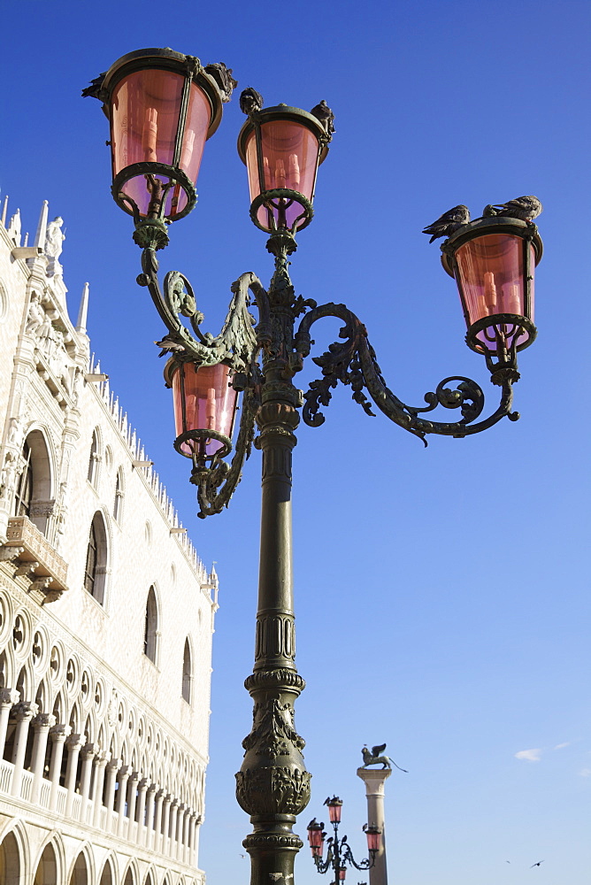 Lamp Post And Building In Piazza San Marco, Venice, Veneto, Italy