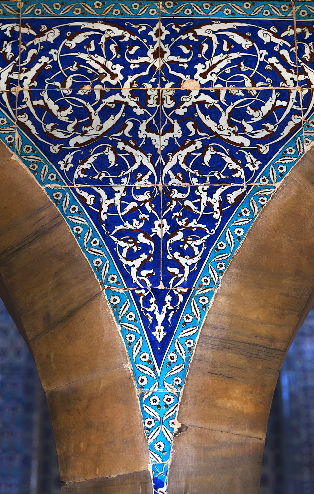 Blue Tile Mosaic On A Wall, Istanbul, Turkey