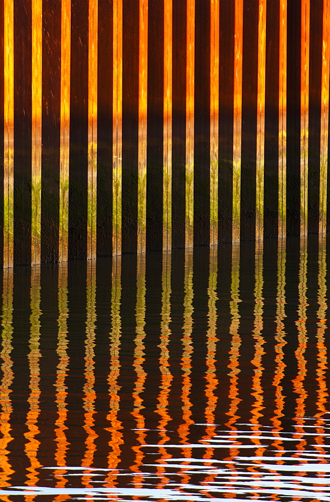 Water Reflects In The Harbour, Astoria, Oregon, United States Of America