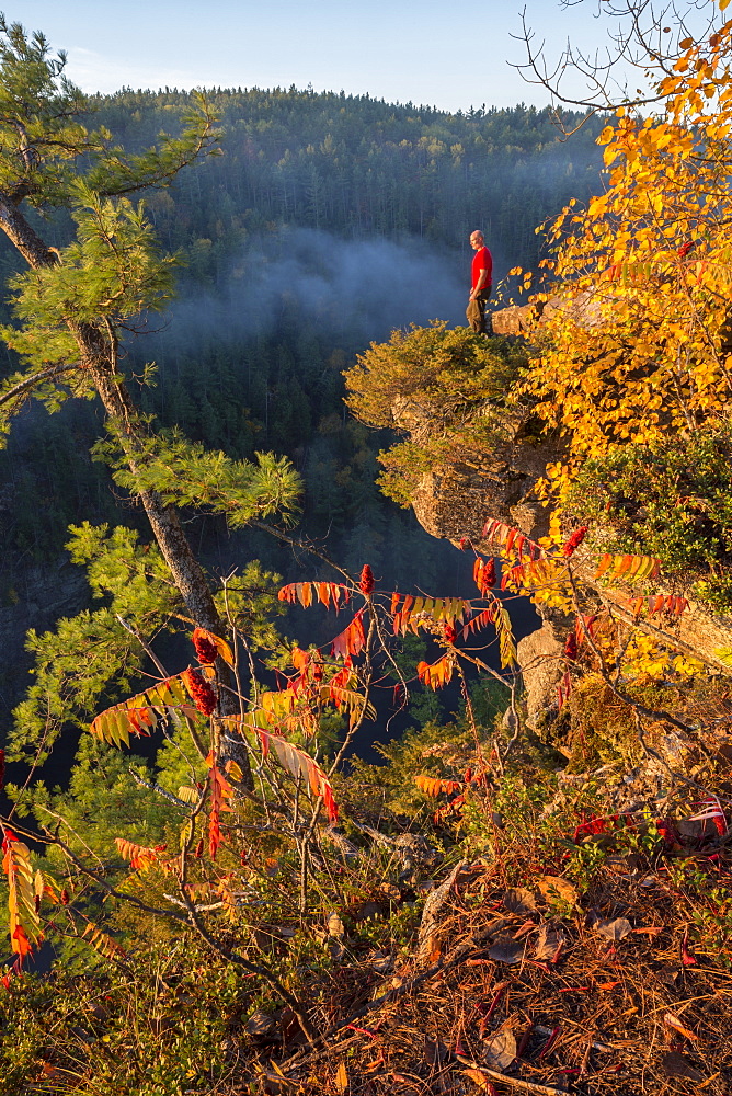 Man Standing On The Edge Of The Barron Canyon, Algonquin Park, Ontario, Canada