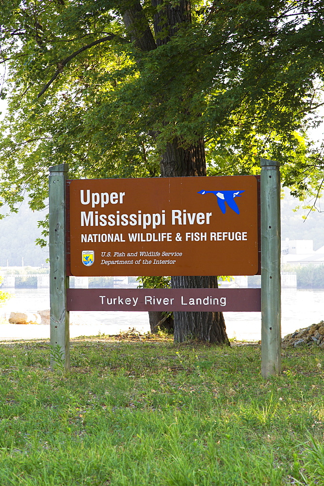 Upper Mississippi River National Wildlife And Fish Refuge Sign At The Turkey River Landing, Near Millville, Iowa, United States Of America