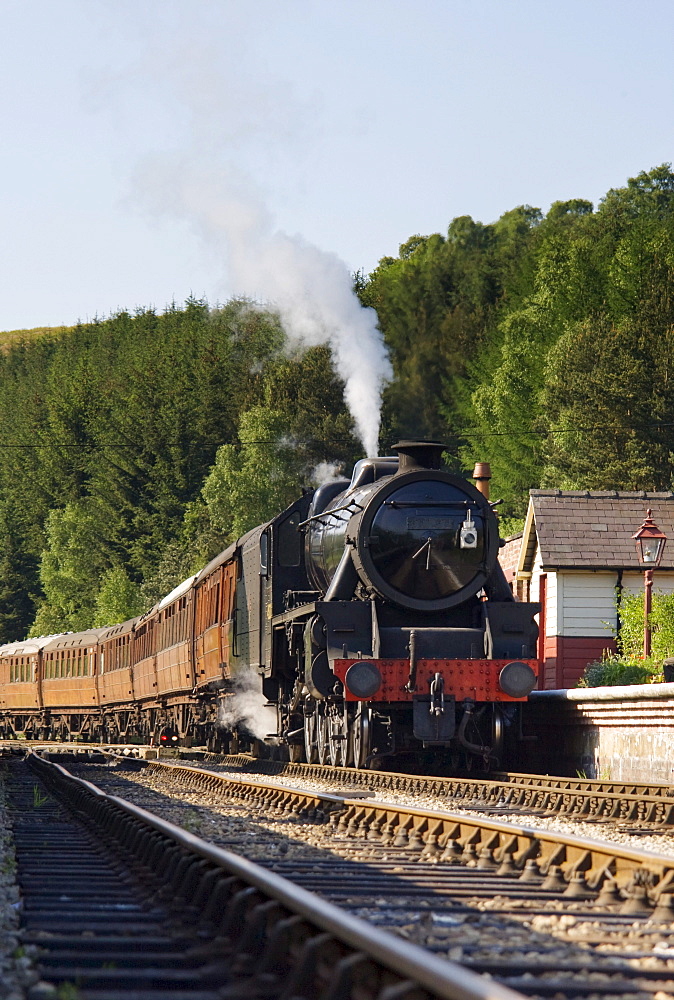 Train At Station In Goathland, North Yorkshire, England