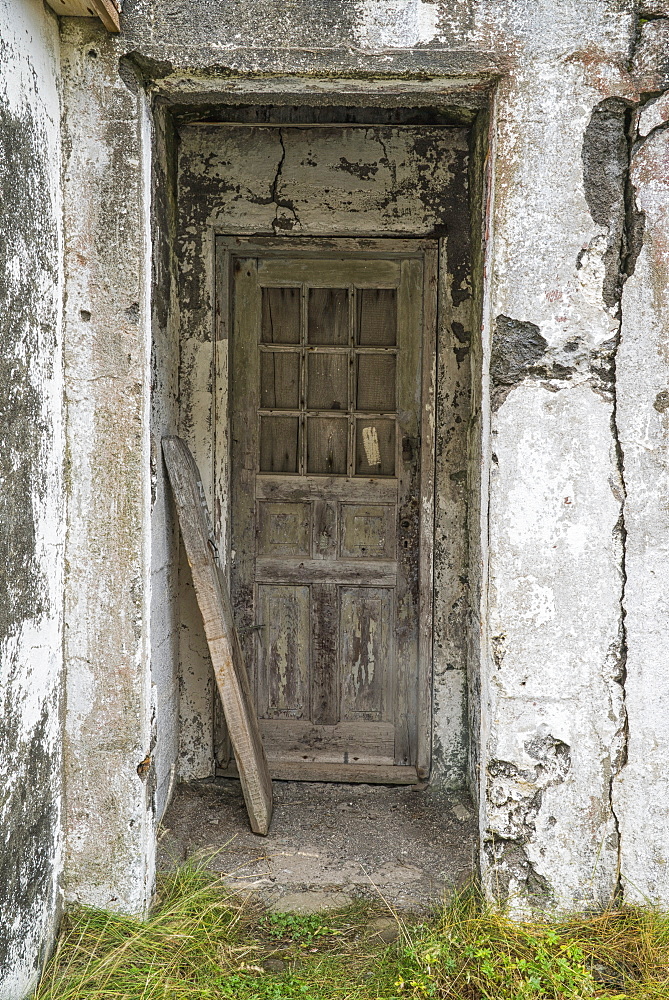 An Old Door In An Abandoned Building In An Old Fishing Village, Djupavik, Iceland