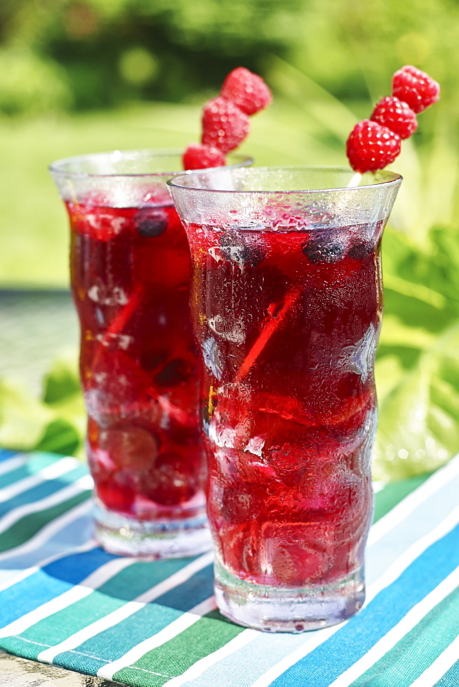 Pair Of Raspberry Summer Cocktail Drinks