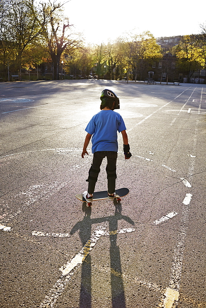 Young Boy Riding A Skateboard, Montreal, Quebec, Canada