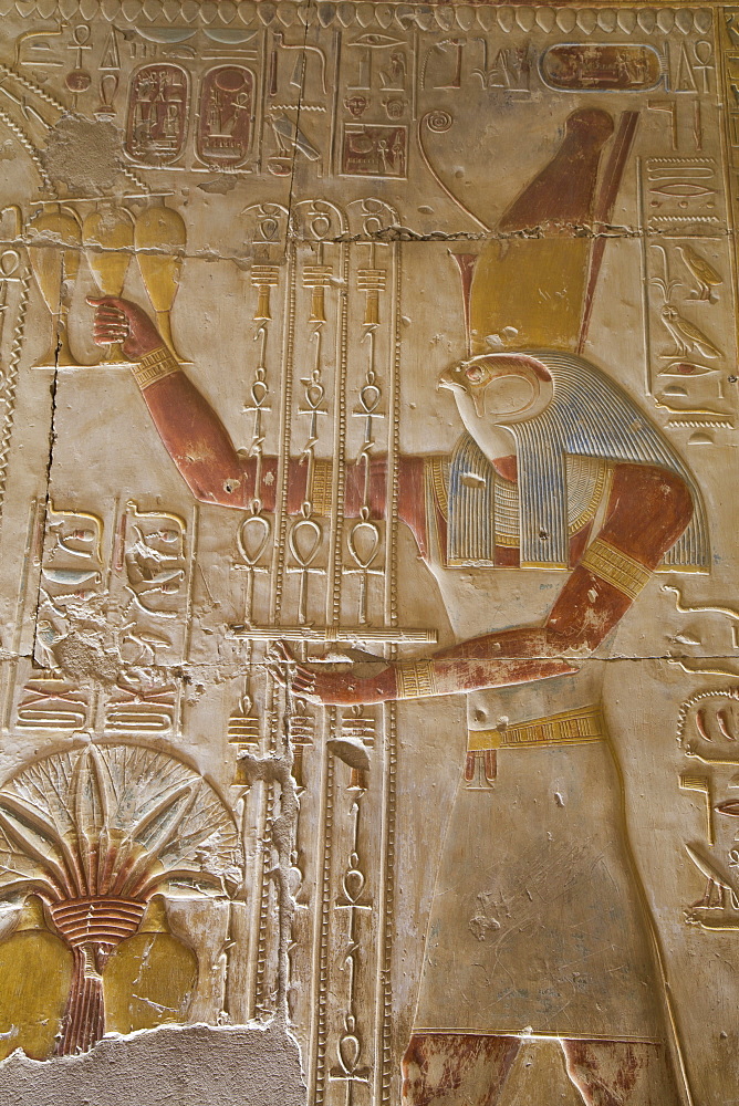 Bas-Relief Of The God Horus, Temple Of Seti I, Abydos, Egypt