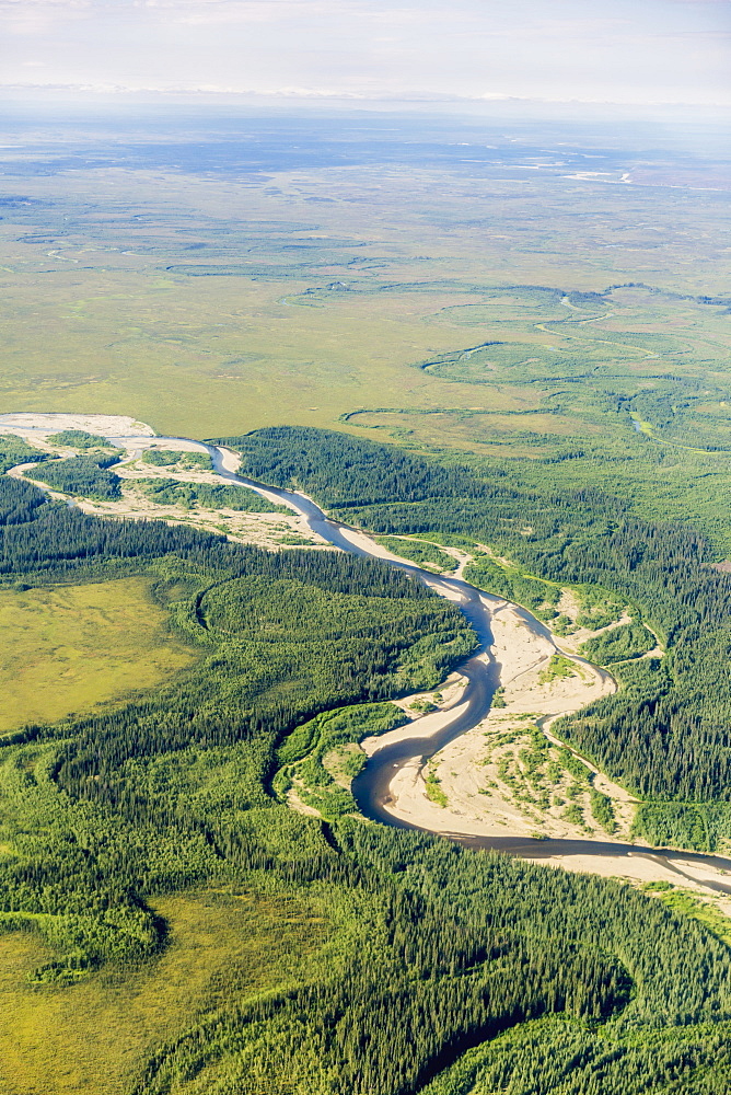 Aerial View Of The Foothills Of The Brooks Range Junction Of The Koyukuk And John Rivers, Brooks Range, Alaska, United States Of America