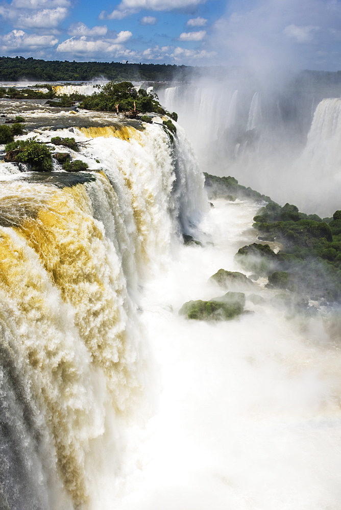 Rainbow Seen In Spray At Iguazu Falls, Parana, Brazil