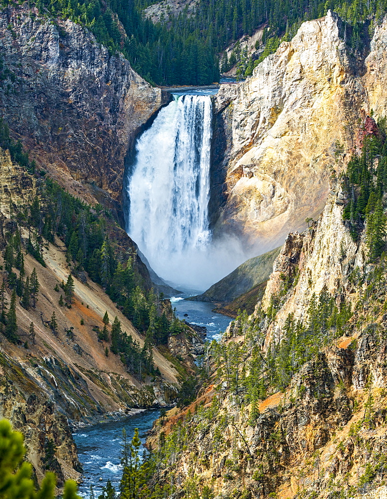 Waterfall From The Yellowstone River, Yellowstone National Park, Wyoming, United States Of America