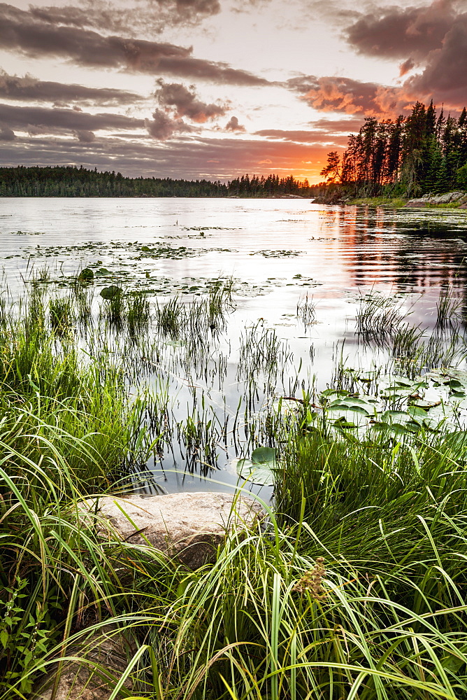 Sunset Over A Pond, Thunder Bay, Ontario, Canada