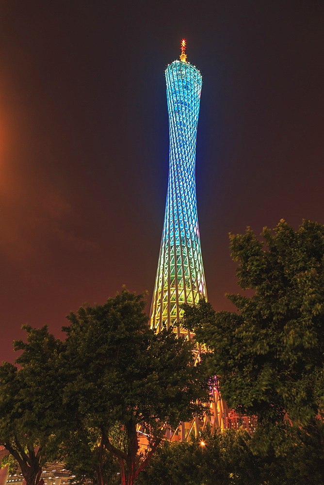 Riverfront View Of 600 Meter High Canton Tower, Guangzhou, China