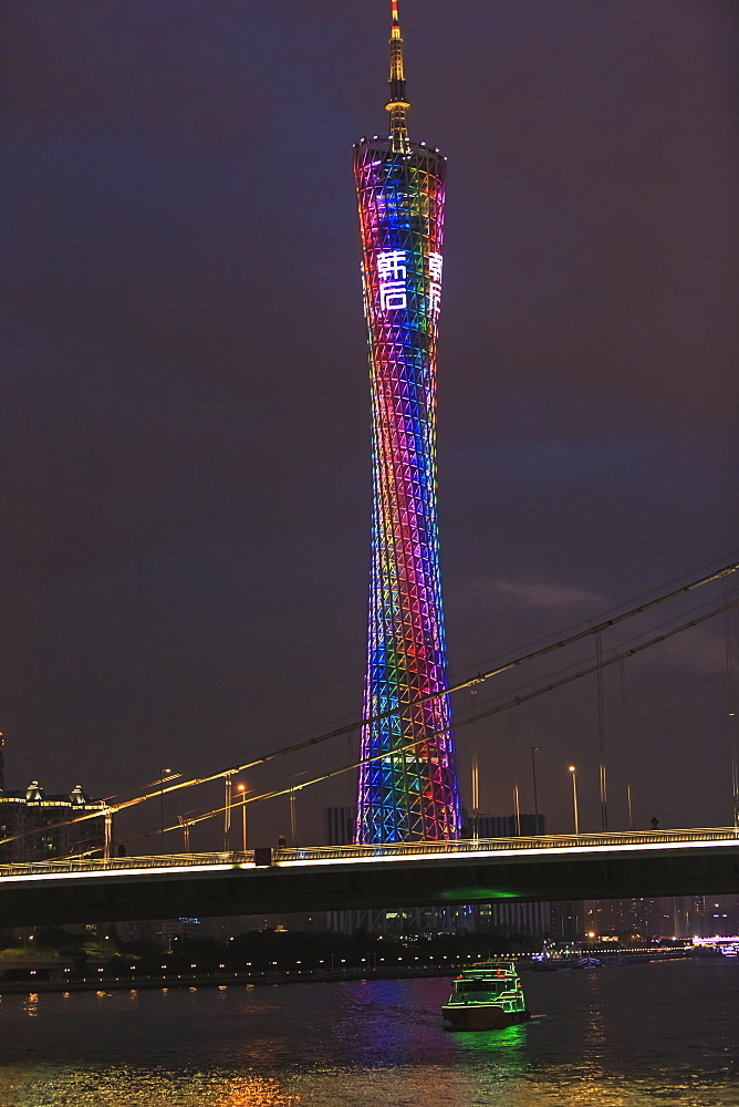 Riverfront View Of 600 Meter High Canton Tower, Guangzhou, China