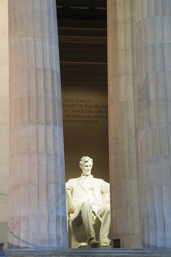 The Statue Of Abraham Lincoln Sits In Solitude At The Lincoln Memorial, Washington, District Of Columbia, United States Of America