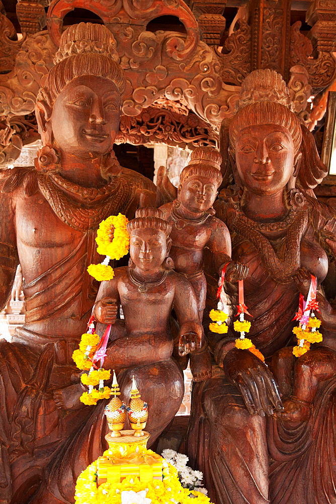 Sanctuary Of Truth Wooden Building With Hundreds Of Carved Buddhist Figures, Pattaya, Thailand