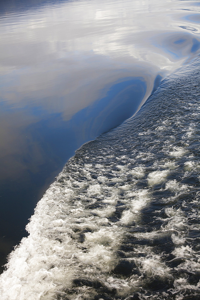 Boat Wake In Misty Fjords Near Ketchikan, Southeast Alaska, Alaska, United States Of America