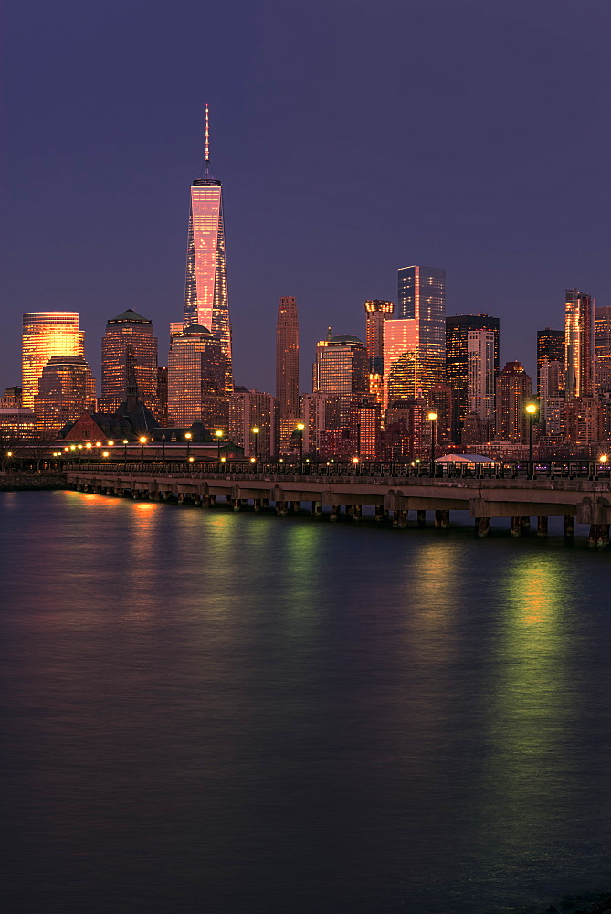 Manhattan Skyline At Sunset, Liberty State Park, Jersey City, New Jersey, United States Of America