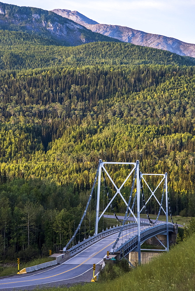 Liard River suspension bridge, last suspension bridge on the Alaska Highway, Liard, British Columbia, Canada