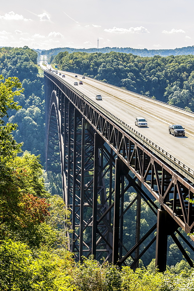 The New River Gorge Bridge, A Steel Arch Bridge 3,030 Feet Long Over The New River Gorge Near Fayetteville In The Appalachian Mountains Of The Eastern United States, West Virginia, United States Of America