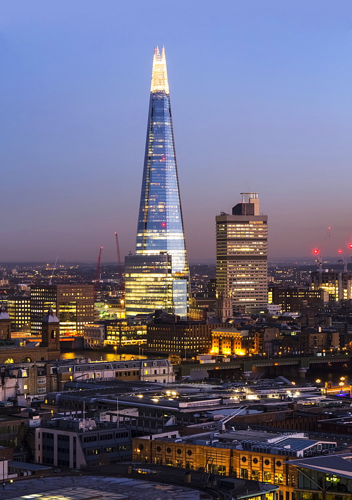 The Shard And Cityscape At Dusk, London, England